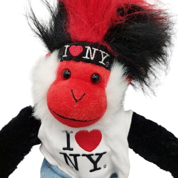 I Love NY Fuzzhead wig Monkey Chimp red white black Plush Stuffed Animal RWL Inc - Picture 5 of 9